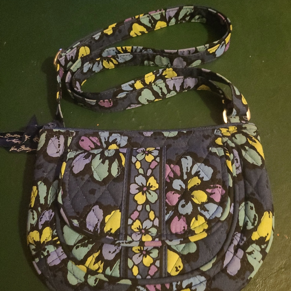 VERA BRADLEY SHOULDER BAG NAVY PURPLE FLORAL NIGHTENGALE